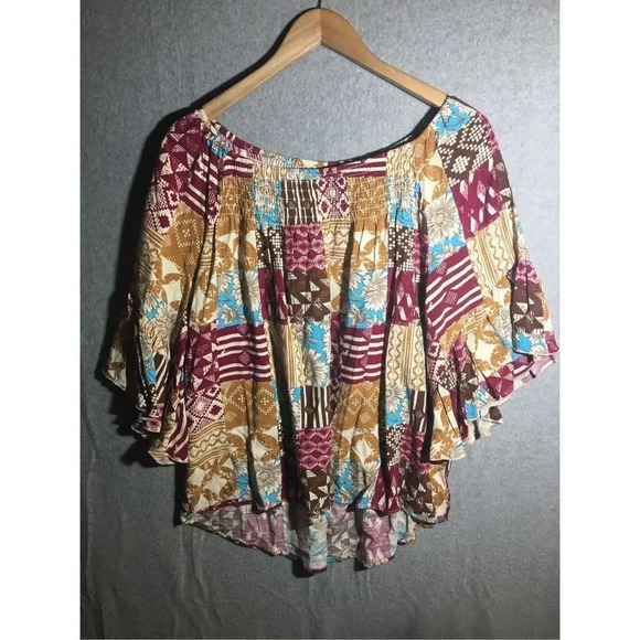 Womens Cato Blouse Off the Shoulder Multi Design Boho Colorful Flowy - Picture 1 of 5